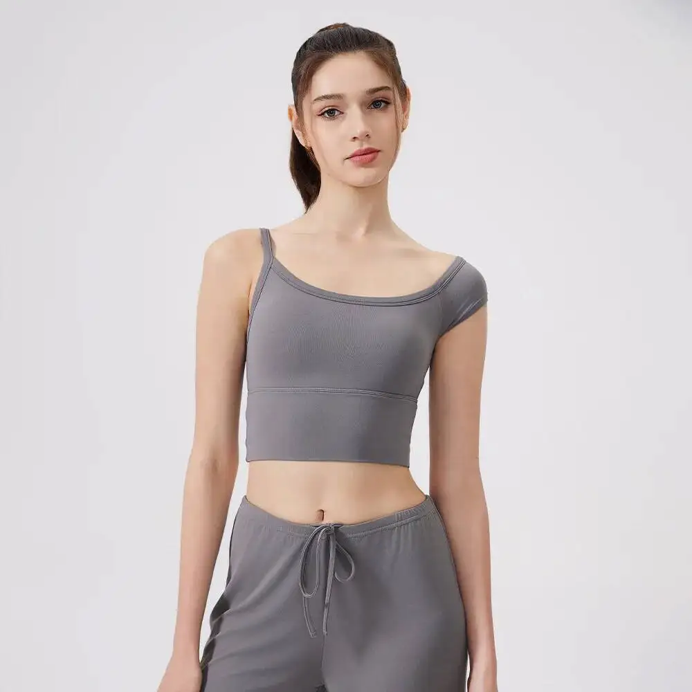 

Охлаждающий спортивный бюстгальтер с антибактериальным поясом и подушкой на груди Противоударный бюстгальтер для бега Fiess Облегающий асимметричный жилет