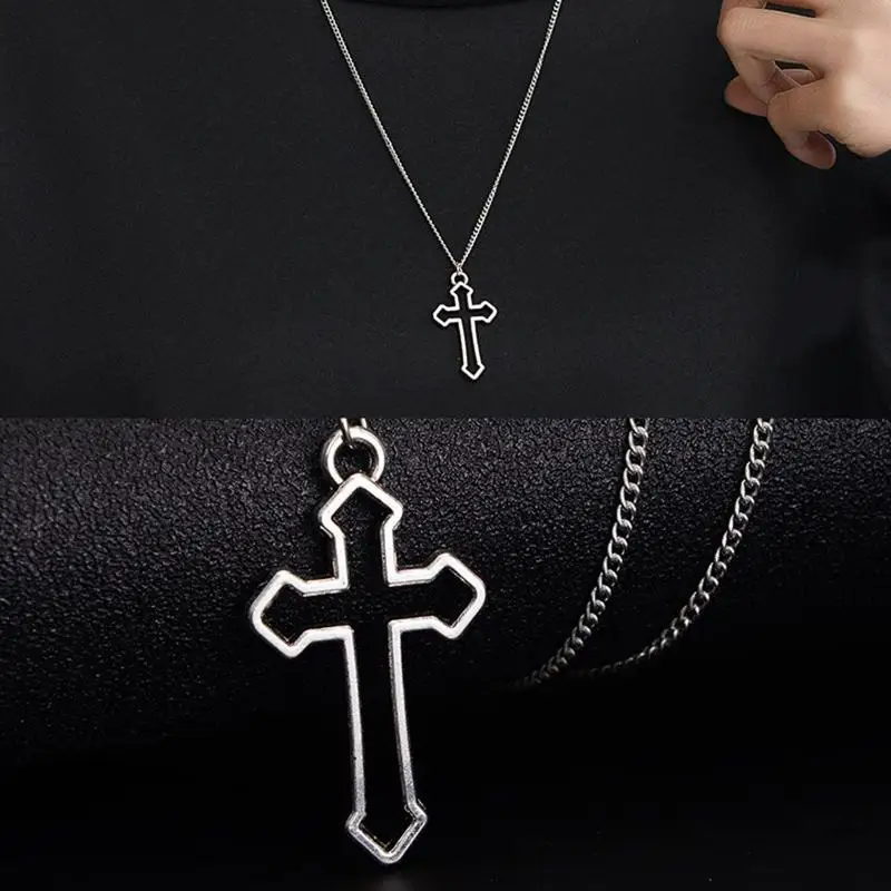 Hip Hop Jewelry for Cross Pendant Religious Christian Necklace Hollow for Cross Pendant Simple DesignFashion Accessorie