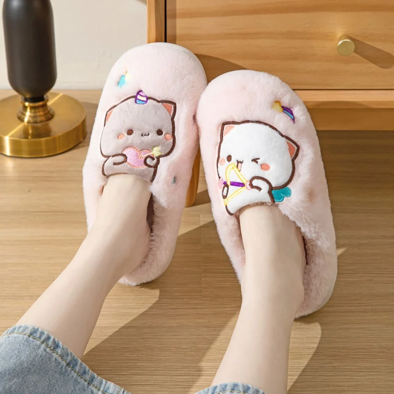 Kawaii Anime Bubu Dudu Bear Plush Slipper Cartoon Winter Leisure Home Outdoor Anti Slip Thick Bottom Cotton Leisure Shoes Warm