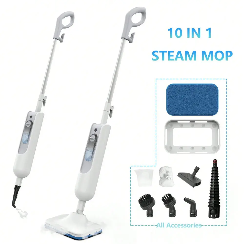 

10 In 1 Scrubbing Steam Mop For Floor Cleaning, Lightweight Spin Mop With 2 Steam Level, Flexible Angle Adjustment, Handheld St