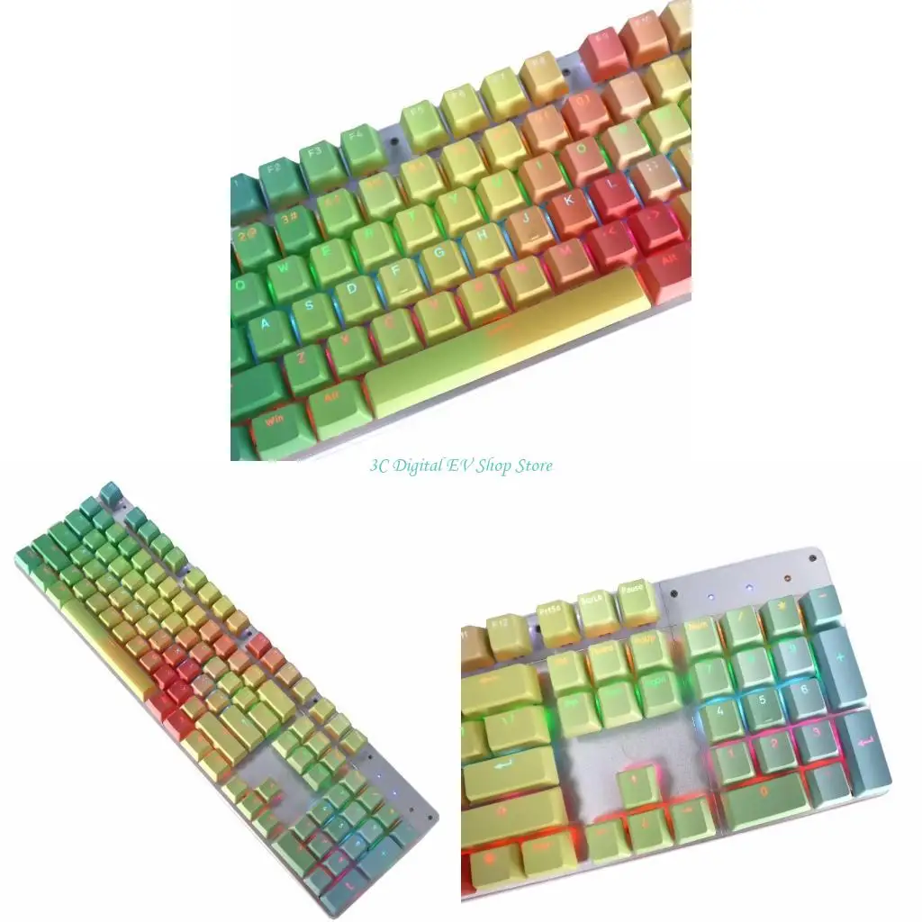 

E74D Durable PBT Translucent DYE SUB Keycap Gradient Rainbow Mechanical Keycaps