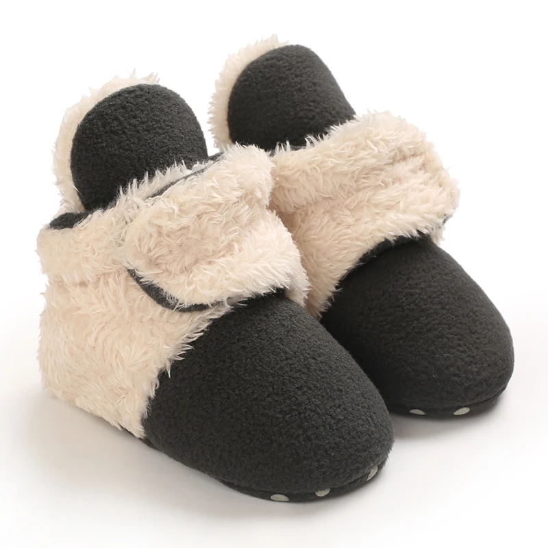 

Autumn and winter baby cloth soled cotton shoes with warm and thick velvet Velcro, baby walking cotton shoes