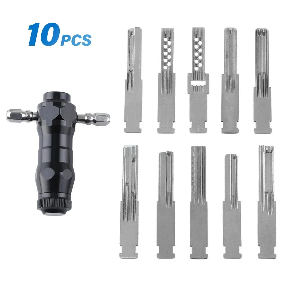 10pcs Multifunctional Lock Pick Set T Handle Locksmith Tools Portable Lock Opener Decoder For Door Cabinet Household Locks