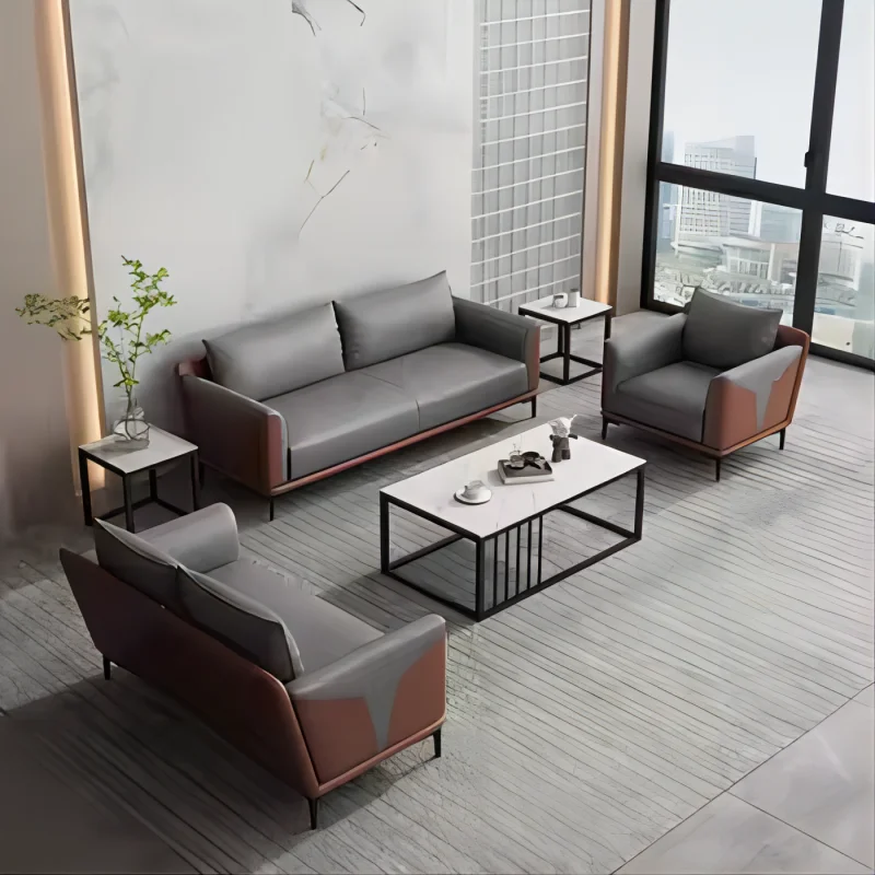 

Modern High Quality Office Furniture Comfortable and Beautiful Office Sofa Sectional 1 Set European Style Wooden Couches