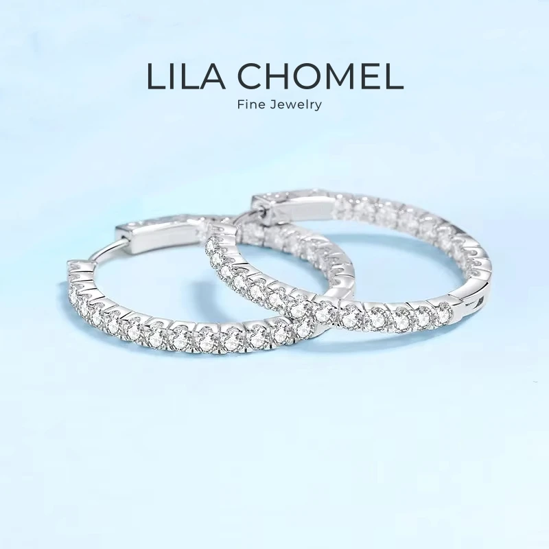 

Office Lady PT950 Platinum Birthday Gift 2.88CT Moissanite Diamond Women Valentine's Day Hoop Earrings Girl Wedding Fine Jewelry
