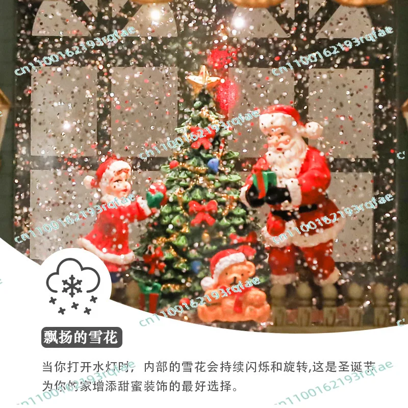 زينة عيد الميلاد متجر الحلوى صندوق تشغيل الموسيقى الانارة تساقط الثلوج مطعم متجر نافذة مقهى جو احتفالي سطح المكتب زخرفة