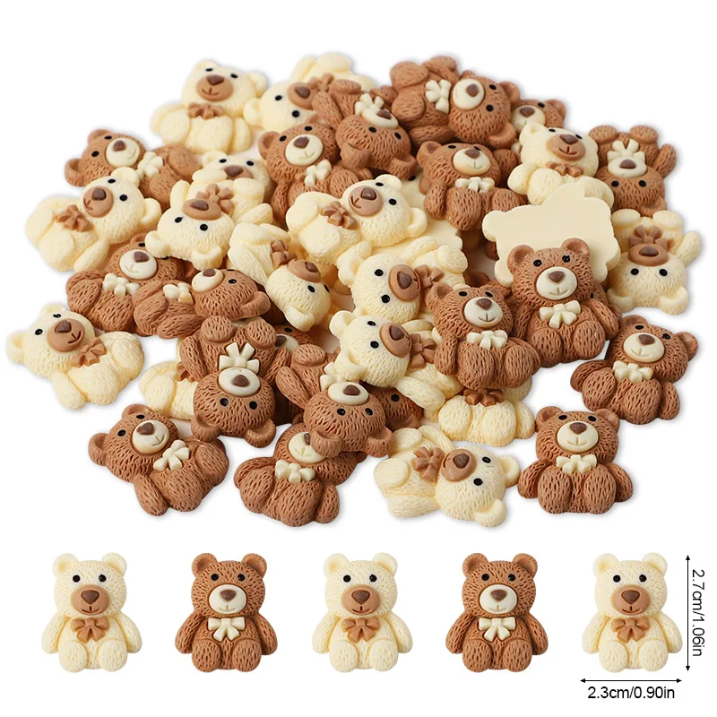 10/30/50 Stück Harz-Teddybär-Cabochons, flache Rückseite, DIY Scrapbooking, Bastelbedarf, Handy-Deko, Zubehör, Geburtstag, Party, Weihnachten, DIY-Geschenk – Detail 1