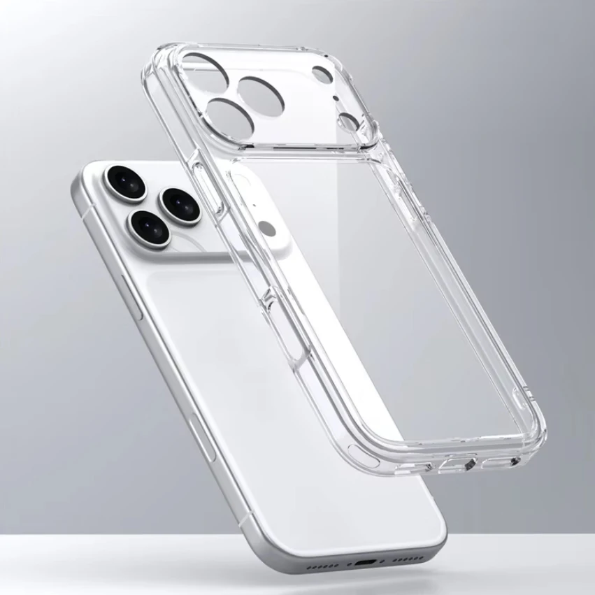Luksusowe, przezroczyste etui ochronne na iPhone 18 Pro, 17 Air, 17, 17 Pro Max – przezroczyste, hybrydowe, wykonane z TPU i poliwęglanu (PC), z twardą obudową chroniącą obiektyw aparatu. — zdjęcie produktu 7