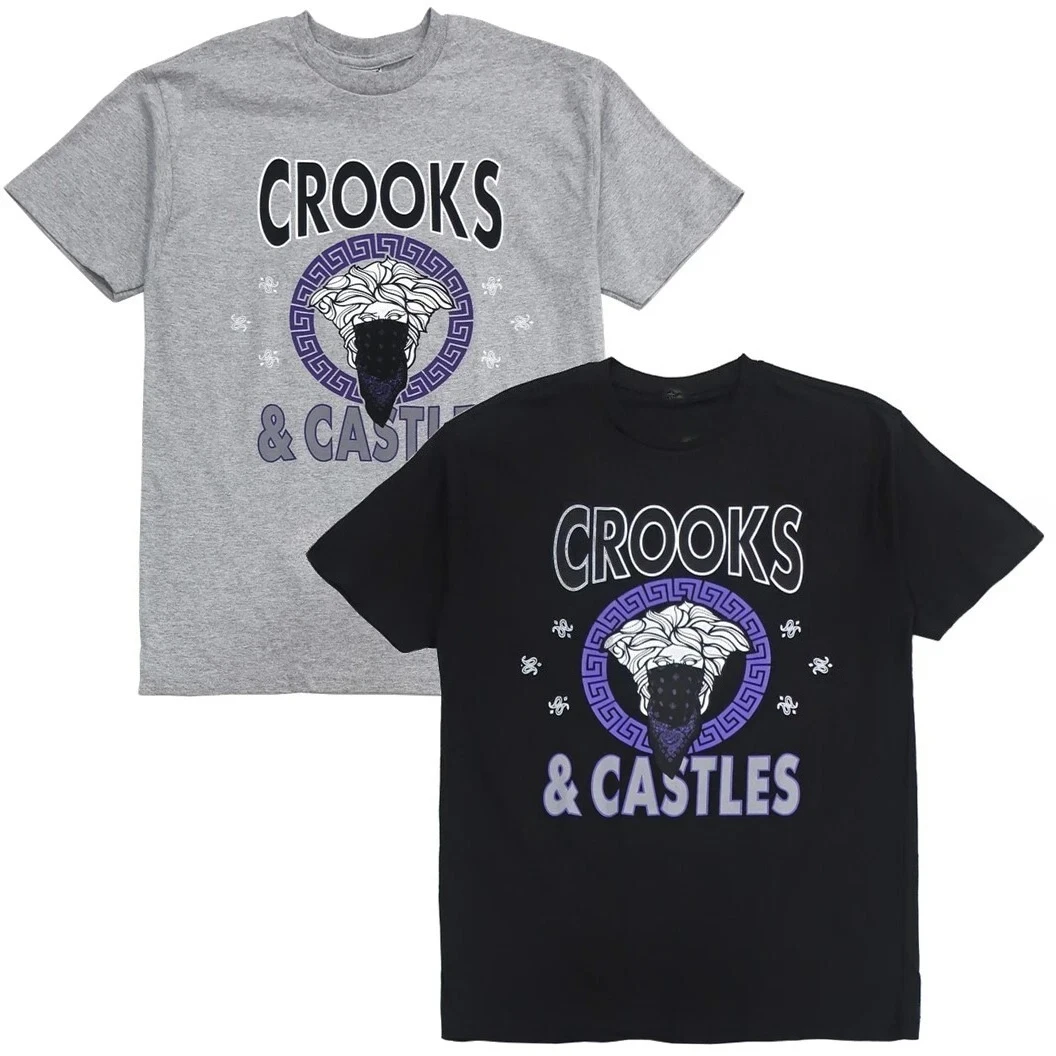 

Crooks & Castles Men's Medusa Bandana Logo Graphic Tee T-Shirt High-end Luxury Is for Both Men and Women Top Y2k