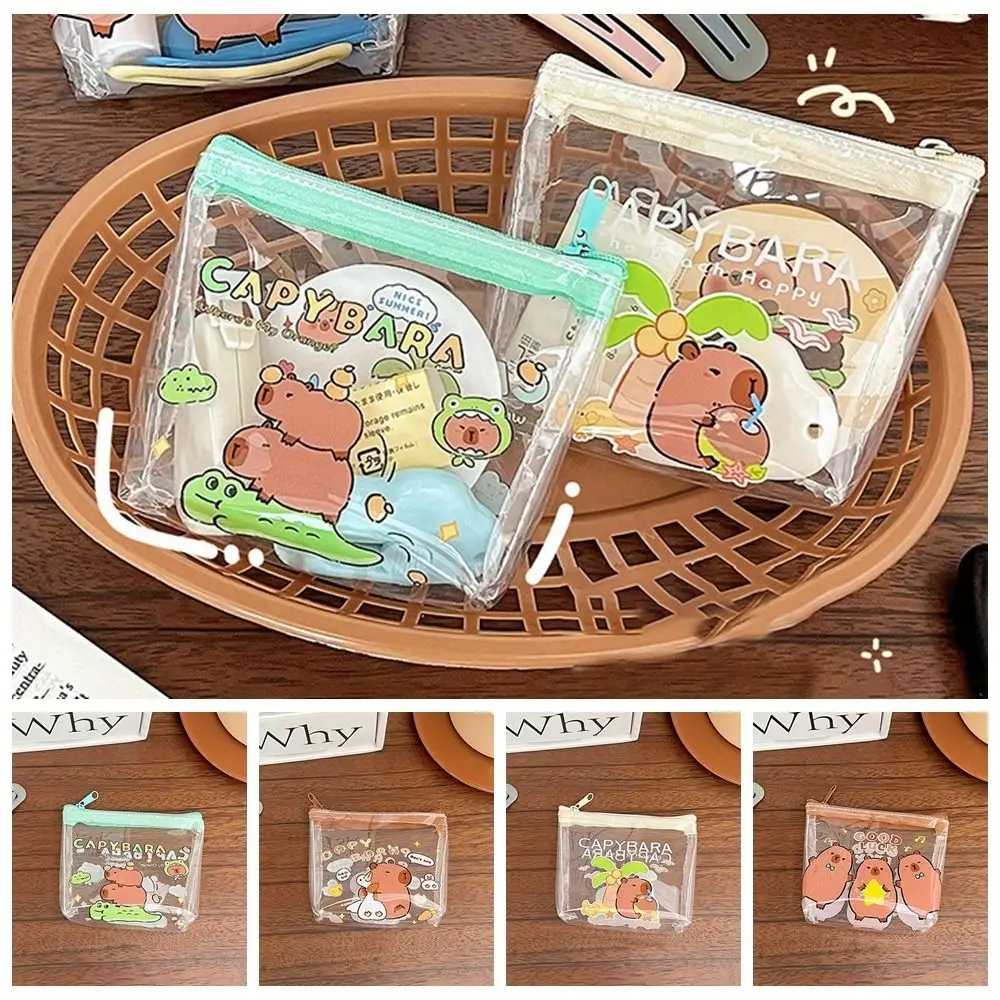 Fashion PVC Coin Purse Wallet Mini Transparent Capibara Lipstick Bag Waterproof Wallet