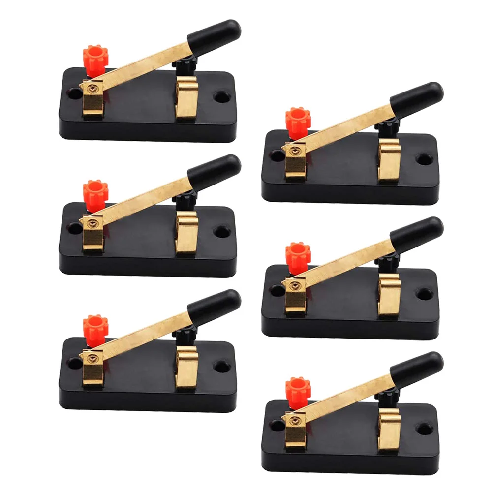 

6 Pcs SPST Single Throw Switch Labs Pole Electric Kit Black Plastic Physics Knives