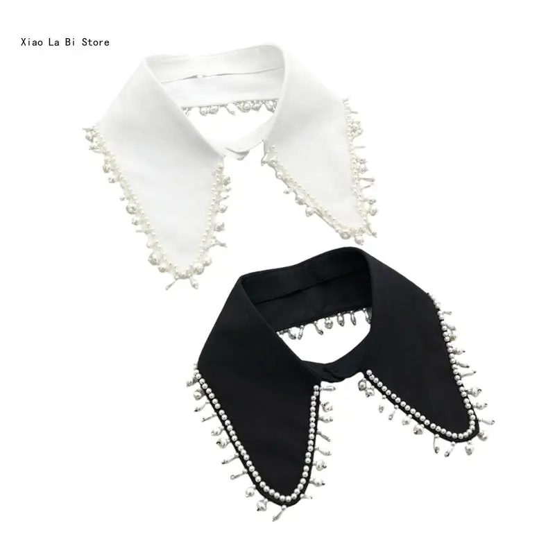 

Detachable False Collar Girls Pearls Accessiory for Shirt or Dress for Lady Girl Encrusted Beads Collar XXFD