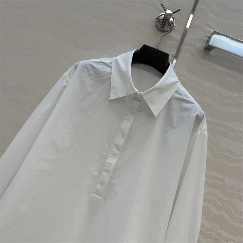 

Women's shirt 2026 Spring new single breasted slim fit lapel long sleeved top High quality pure cotton Women's blouse thin coat