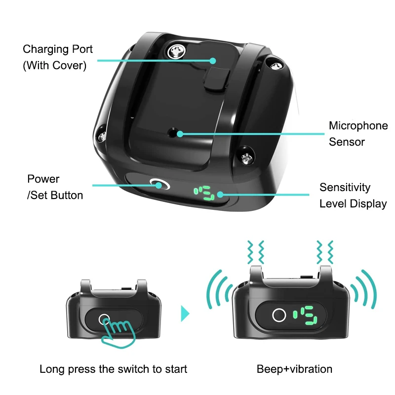 Dispositivo antiladridos para perros, Collar de entrenamiento eléctrico inteligente ultrasónico USB para perros, Collar a prueba de agua con