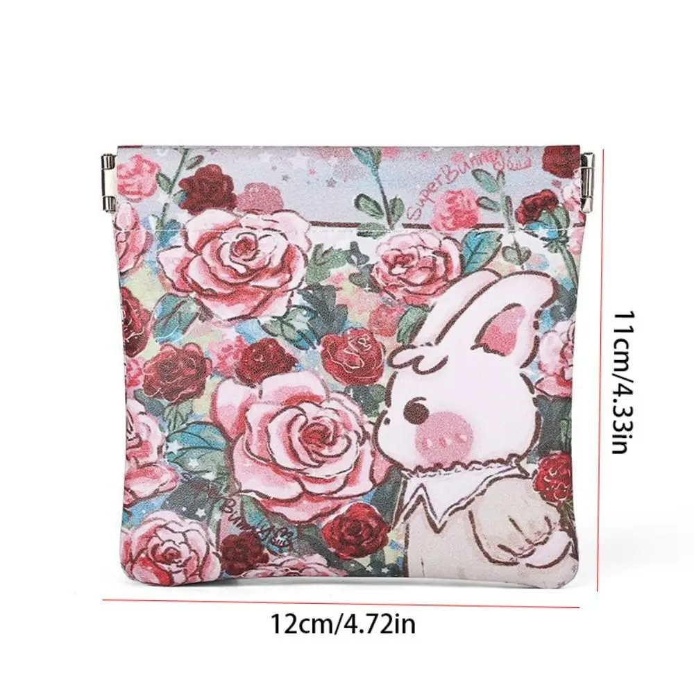 Borsa per piccoli oggetti Mini borsa per cosmetici in pelle PU Stampa Borsa per rossetto con chiusura automatica Fiore Borse per monete chiuse automatiche da donna