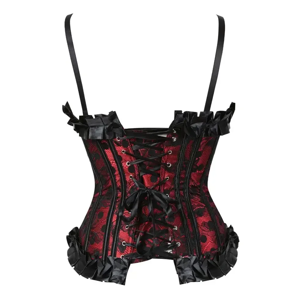 Gothic Corsets for Womens Vintage Bustier Polka Dots Corset Strap Padded Cup Bustiers Plus Size Corsetto Carnival Party Costumes