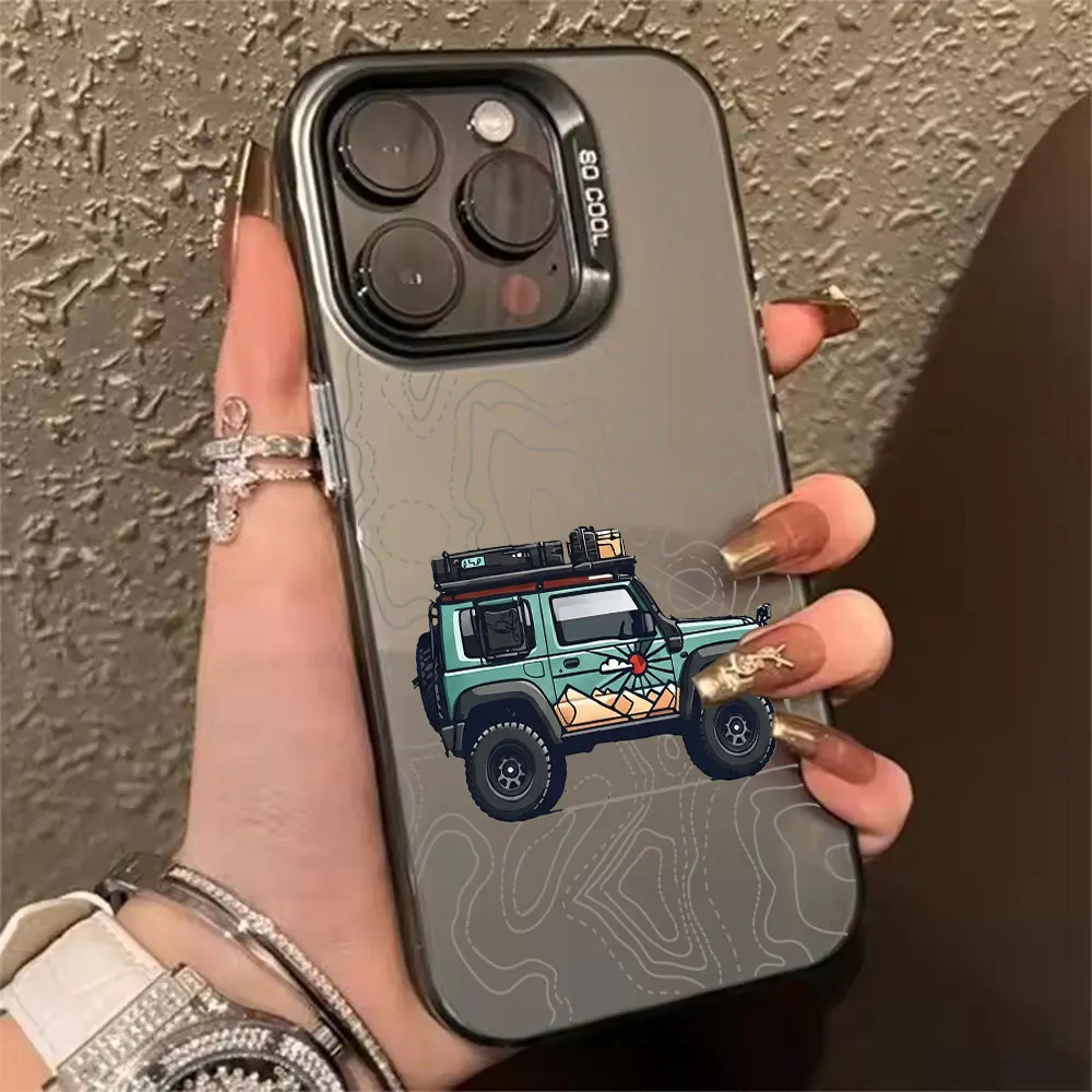 Coque de téléphone rigide anti-rayures à motif voiture simple pour iPhone 17 Air 16 15 14 13 12 Mini 11 Pro Xs Max 8 7 Plus 16e 17e X XR