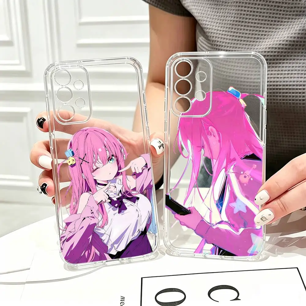 Cute Anime B-Bocchi  Phone Case Transparent Silicone Soft For Samsung S25,S24,S21,S22,S23,S30,Ultra,S20,Plus,Fe