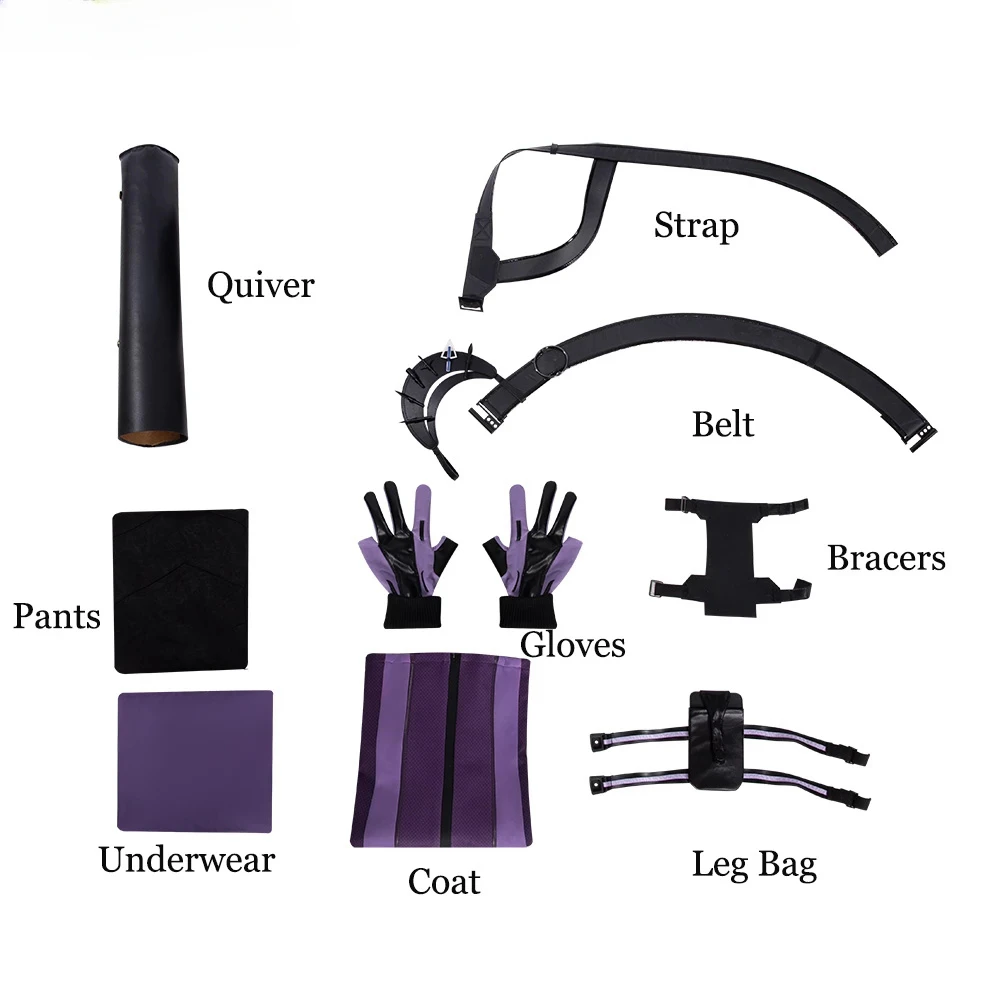 Female Hawkeye Kate Bishop Cosplay Costume with Quiver Hawkeye Super Powered Hero Outfit for Halloweewn Carnival Party