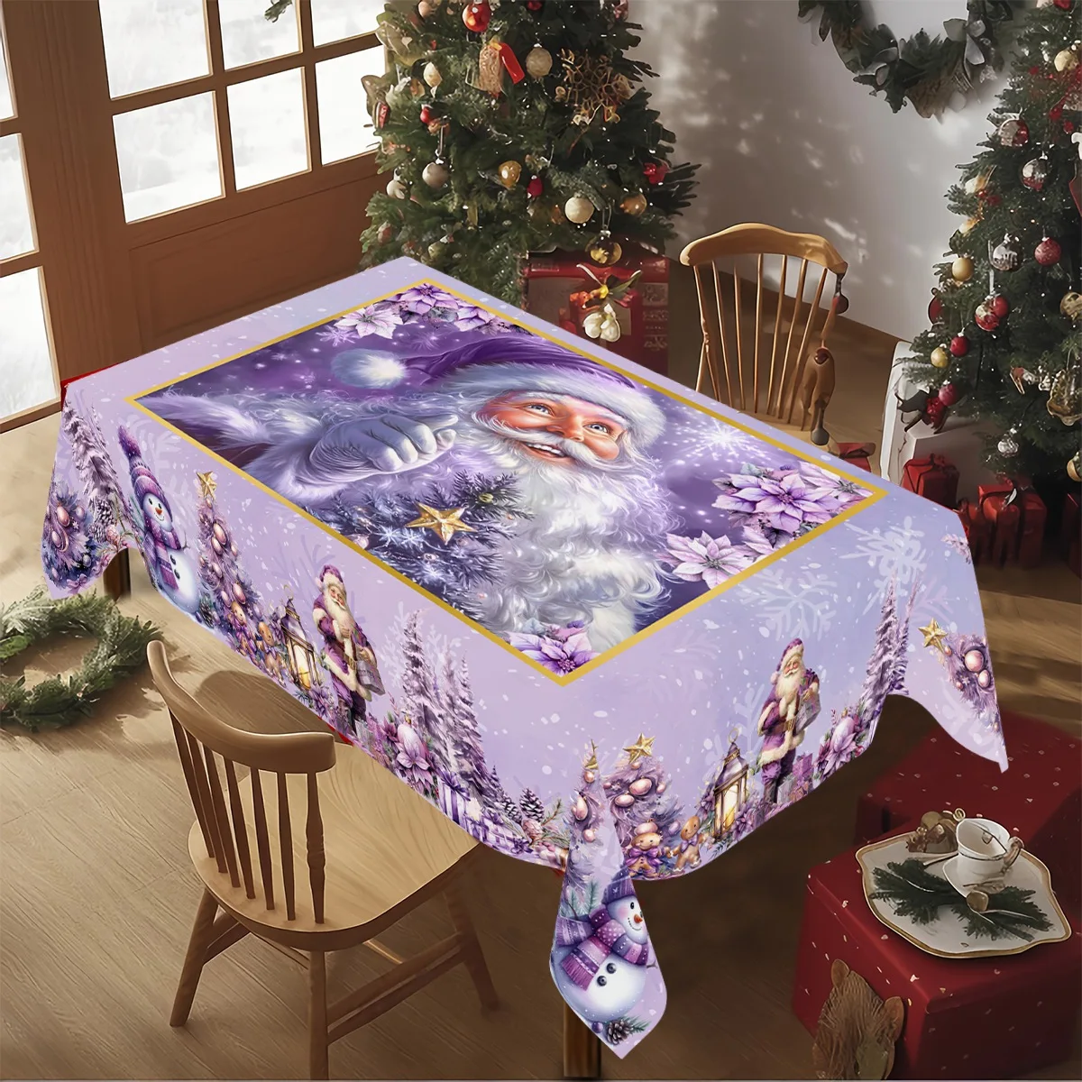 Natal roxo papai noel toalhas de mesa inverno natal festa de casamento decoração sala de jantar decoração de mesa navidad decorações 2025