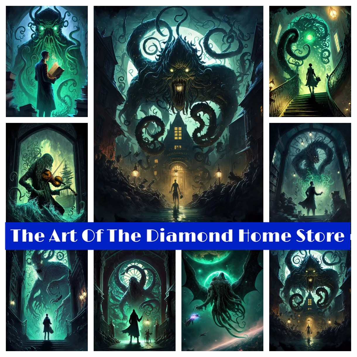 

Unknown Monsters Of Cthulhu 5D AB Drill Diamond Painting Fantasy Castle Horrorbiont Mosaic Cross Stitch Embroidery Home Decor