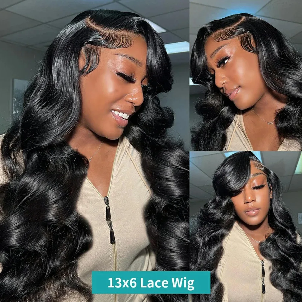 Onda do corpo peruca de cabelo para mulheres negras, peruca frontal brasileira, HD transparente lace front, cabelo humano perucas, densidade 180, 13x6, 13x4, 40 em