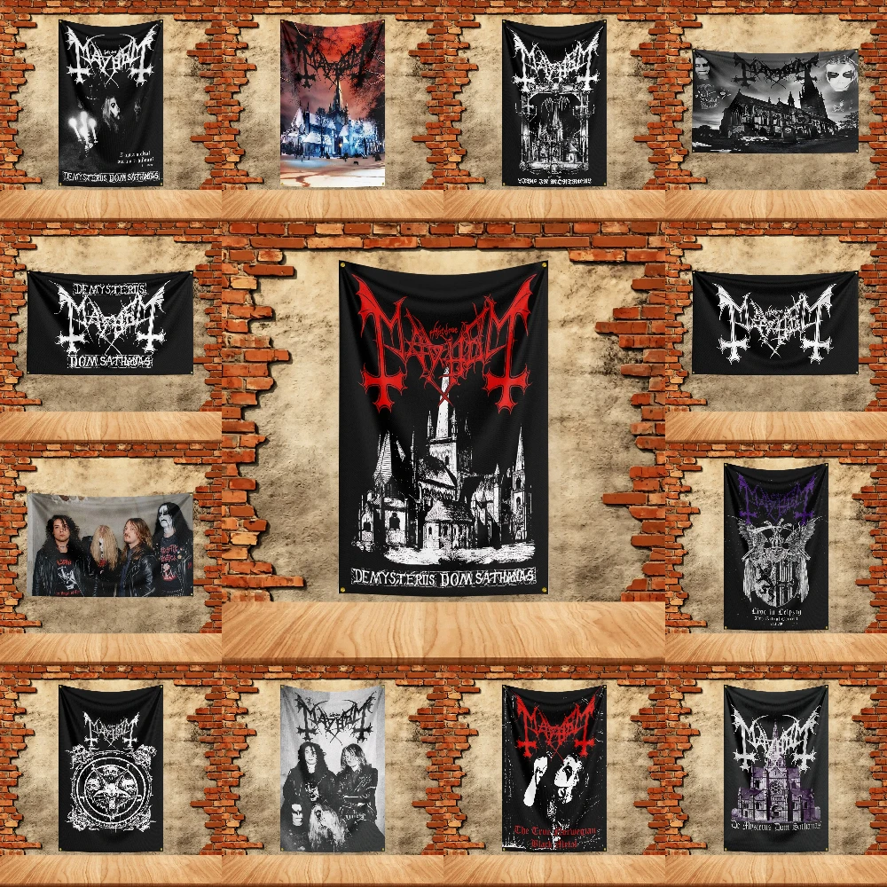 Music Band Flag  for Mayhem Fans Banner Custom any Image Garage Bedroom Living Room Dorm Wall Hanging Decor Tapestry
