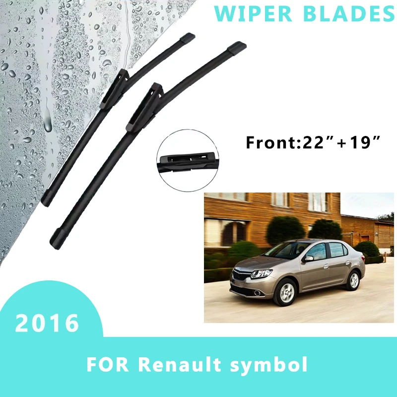 

Car Front Windscreen Wiper Blades Brushes Windshield Window Cutter Accessories 2PCS for Renault symbol 2016 22“+19”