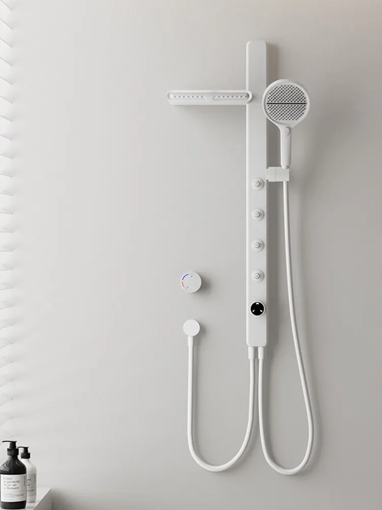 MYN Hidden Wall-Mounted Thermostatic Rain Spray Shower Set with Slide Bar All Copper Construction for Household Bathroom
