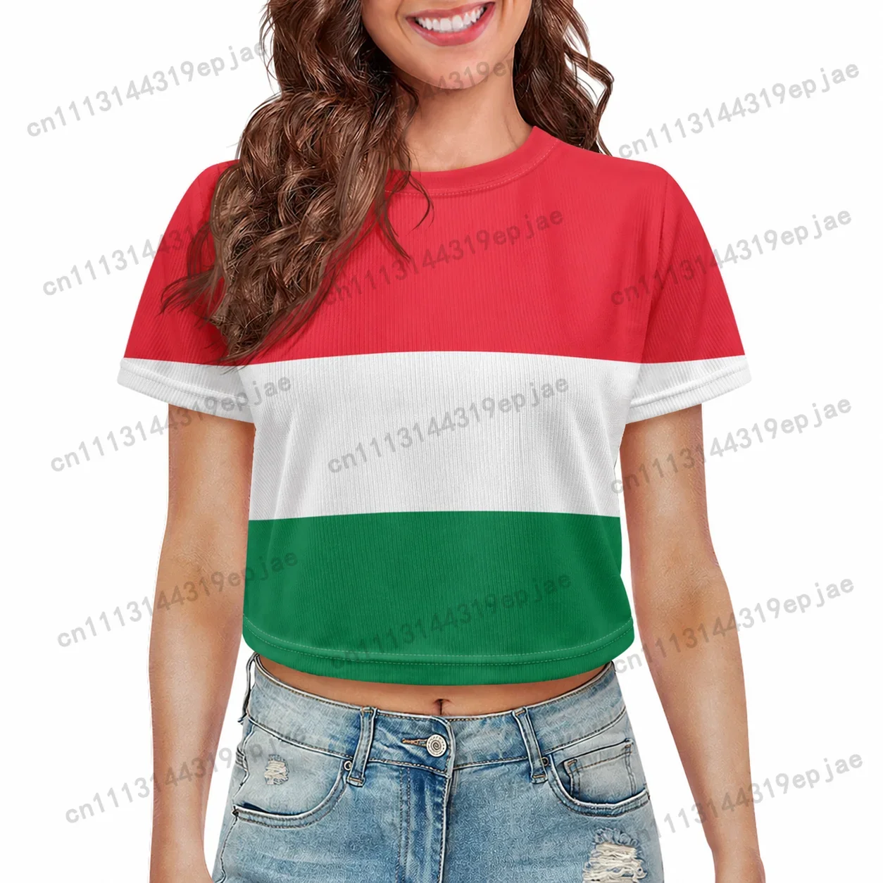 Iceland Israel National Flag Eagle Print Crop Tops Women Short Sleeve O-neck Casual Streetwear Y2K Green Summer T-shirt