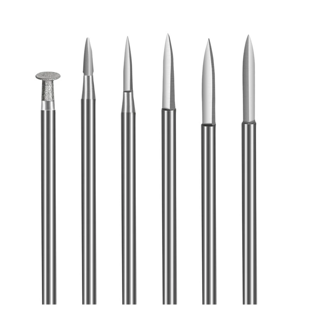 6 Pieces Wood Carving Drill Bits for Rotary Tool with 3mm Shank Designed for Engraving Lettering and Woodworking