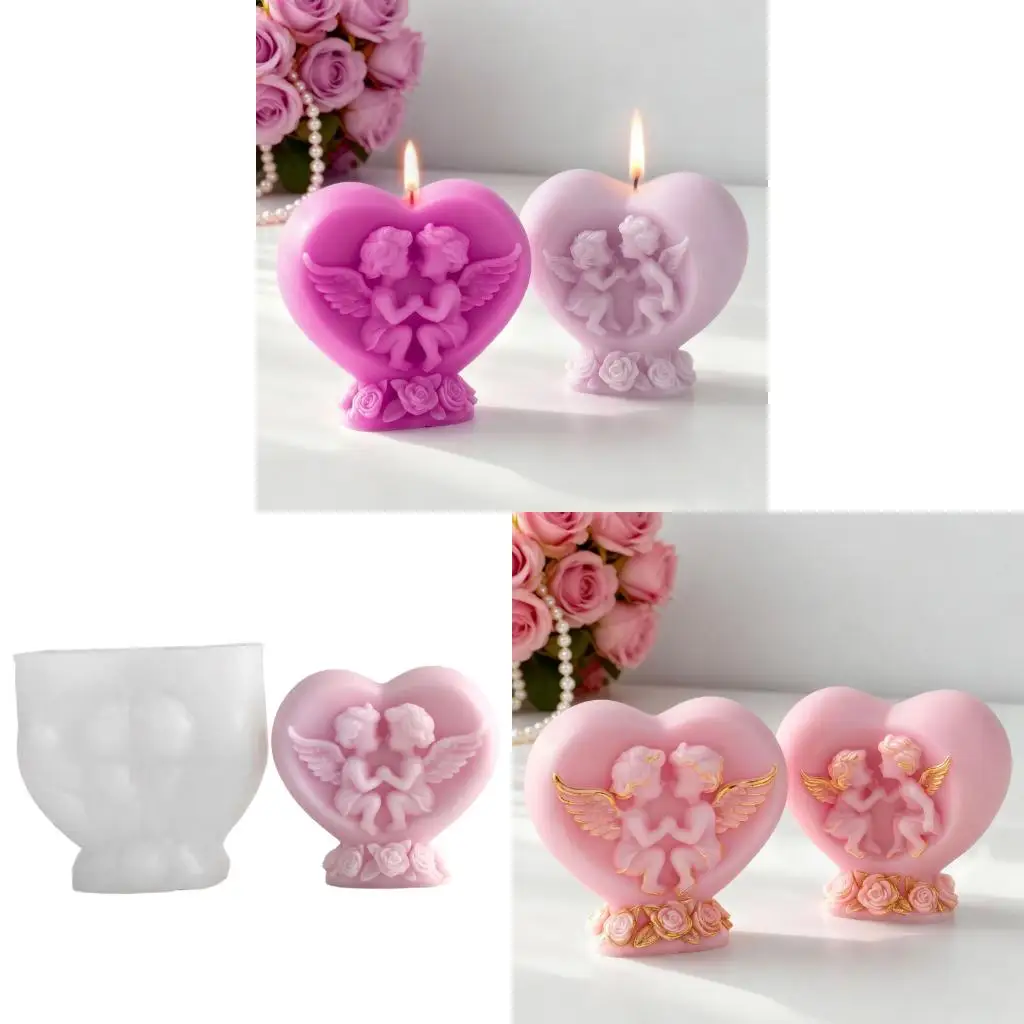 

Reusable Angel Heart Silicone Mold For Handmade Soap Making Art Projects Chocolate Molding Home Decoration
