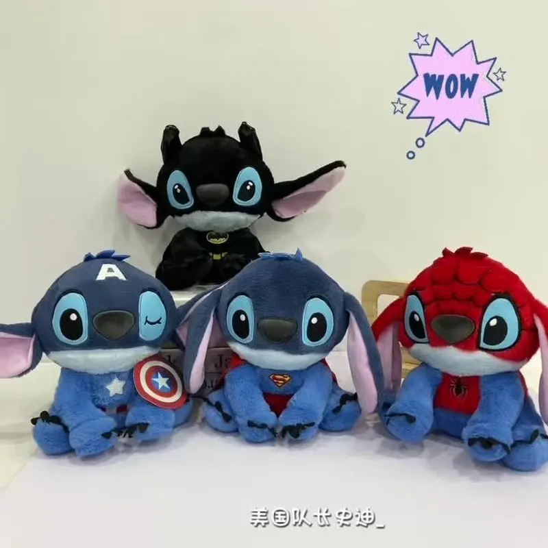 

New Disney 28cm Stitch Cos Avengered Plush Toy Cute Cartoon Sitting Stitch Stuffed Pillow For Kid Christmas Birthday Gift