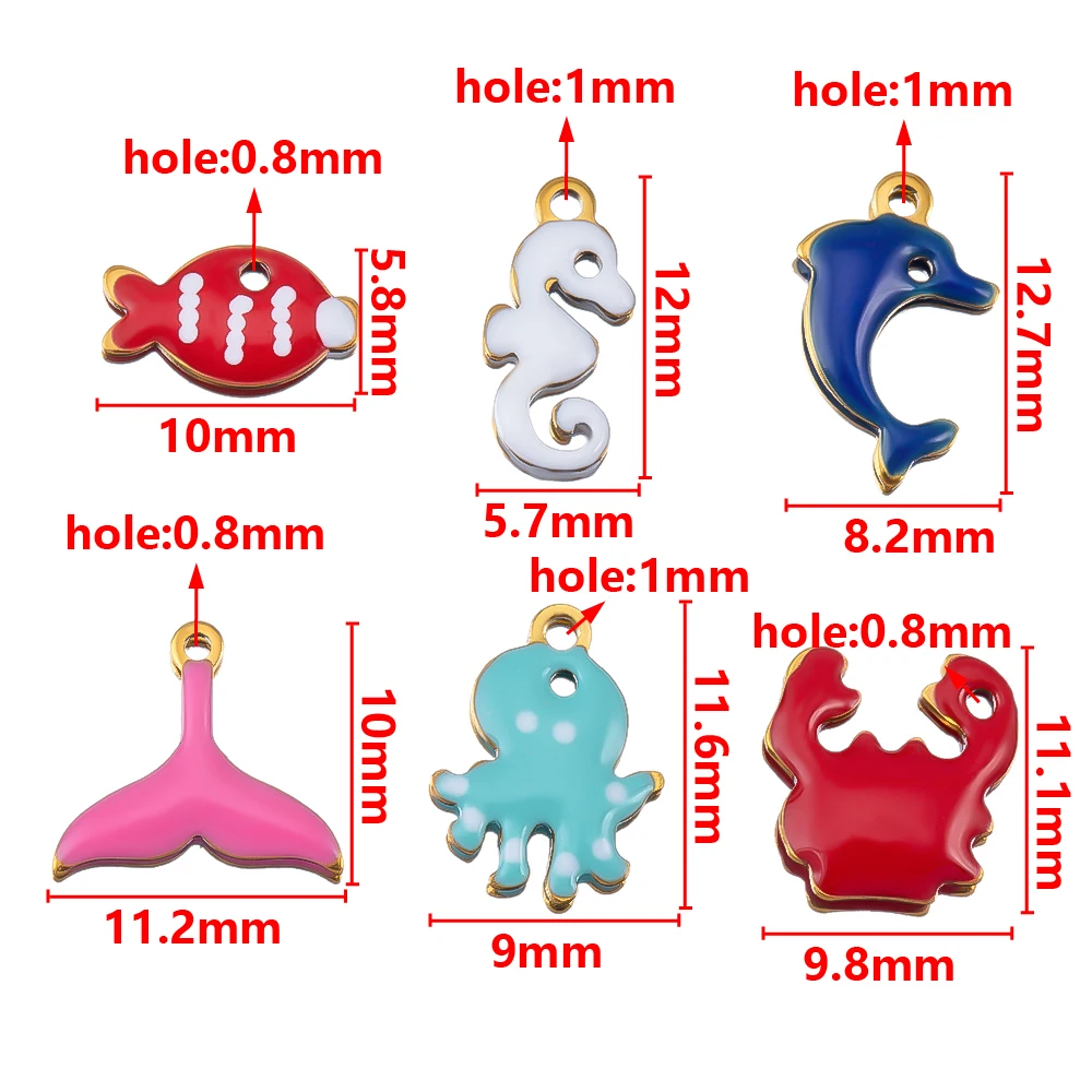 20pcs Stainless Steel Cute Marine Dolphin Octopus Crab Fishtail Starfish Charms for DIY Necklace Earring Pendant Jewelry Making view 6