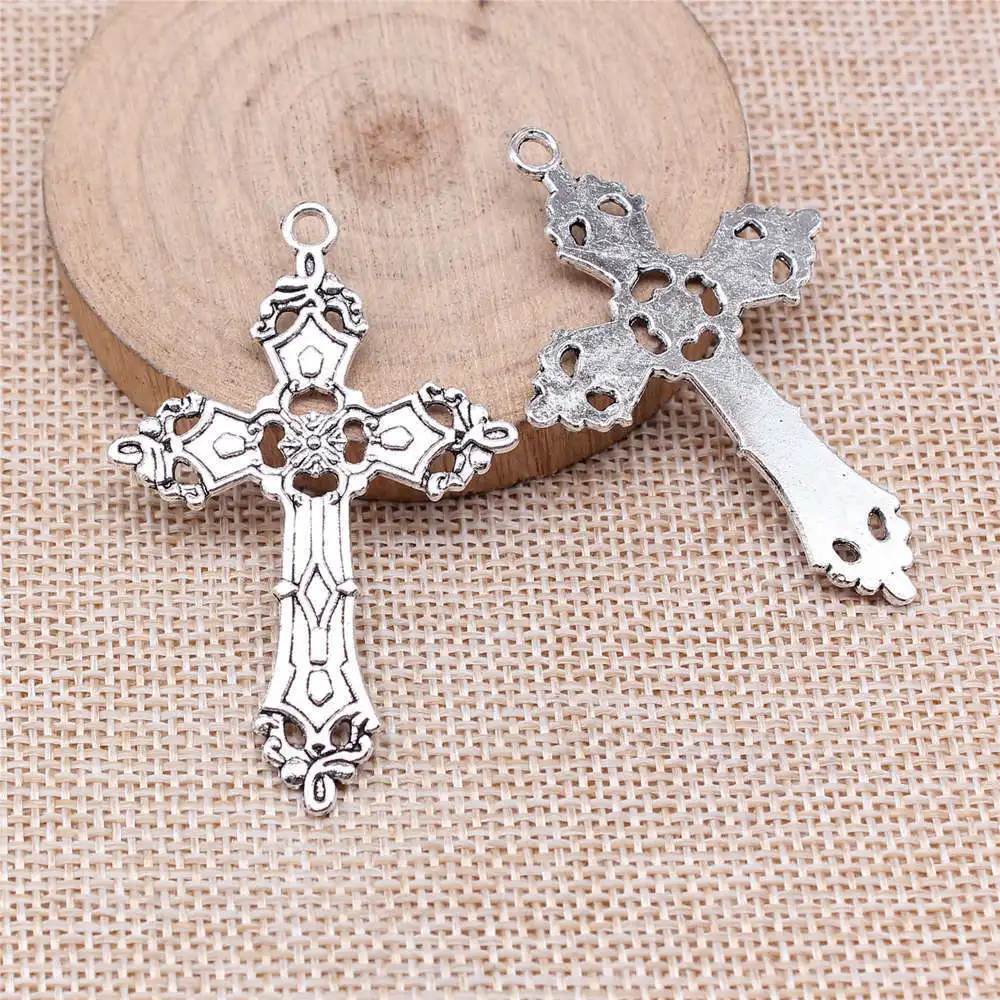 Nail Charms Gothic Cross Charms Supplies For Jewelry 55x36mm 5pcs