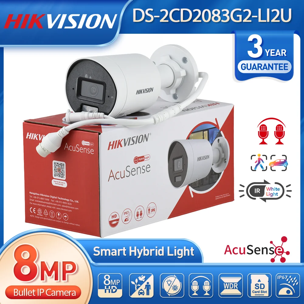 

Hikvision 8MP 4K AcuSense Bullet IP Camera Smart Hybrid Light Unattended Bag Object Removal Detection Dual MIC