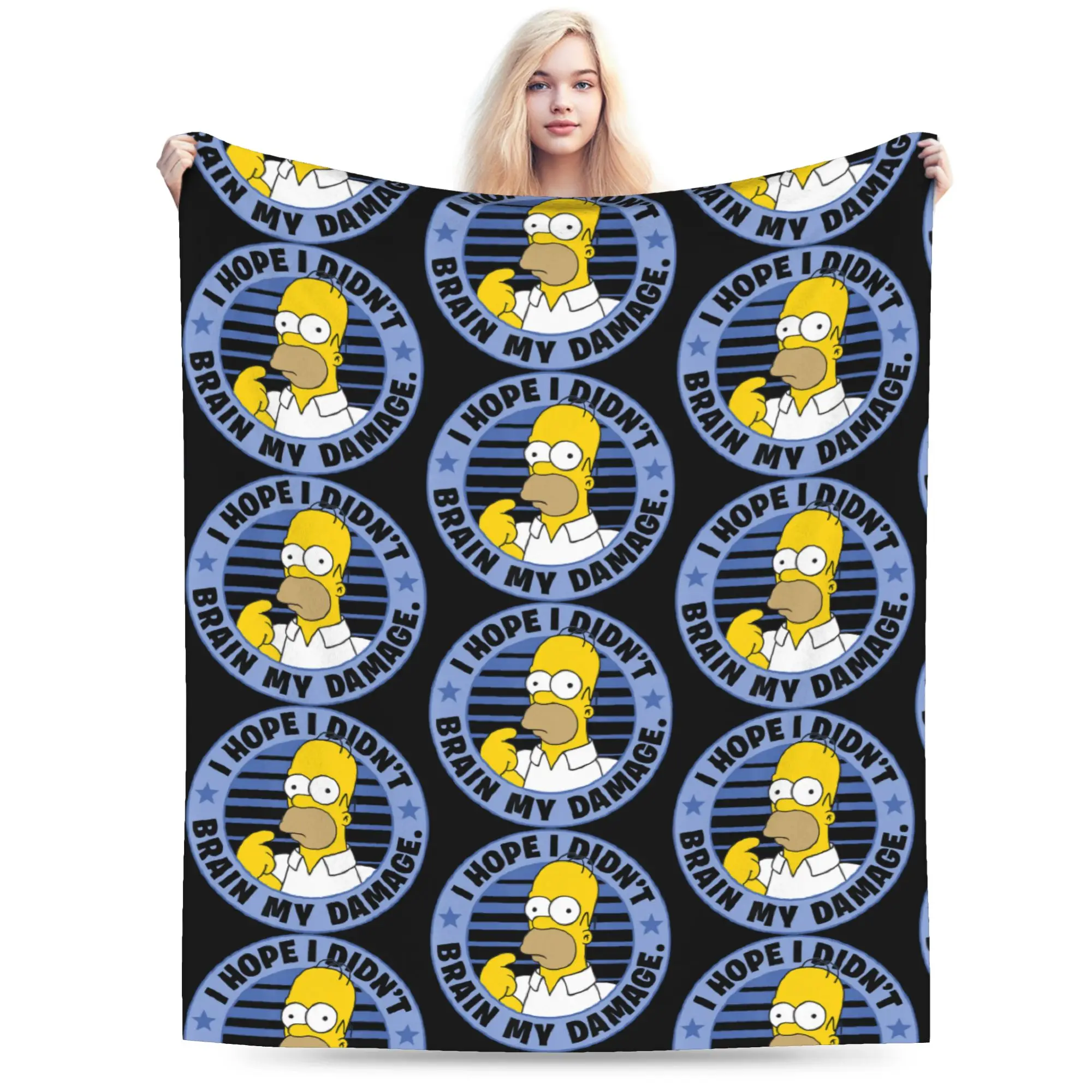 The Simpson Homer I Hope I Didn't Brain My Damage Blanket Fleece Decoration Thin Throw Blanket for Bedding Outdoor Bedspreads