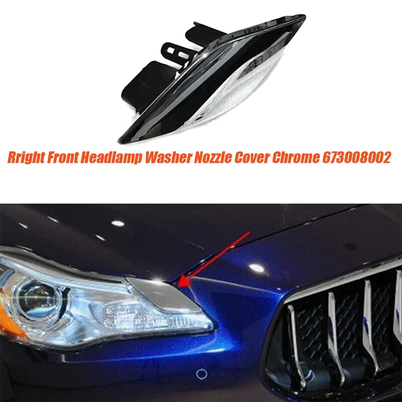 1Pair Front Headlight Washer Nozzle Cover 673008001 673008002 For Maserati Quattroporte 2014-2017 Headlight Cap Plate Parts