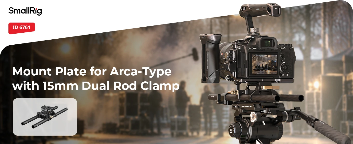 SmallRig Arca-Typ Montageplatte mit 15mm Doppelstangenklemme Universelle Integrierte Arca-Swiss Grundplatte mit Schnellwechselplatte -6761 – Detail 1