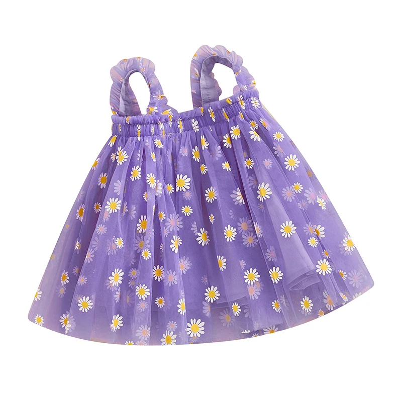 Toddler Baby Girls Tulle Tutu Dress Sleeveless Infant Princess Birthday Party A-line Dress