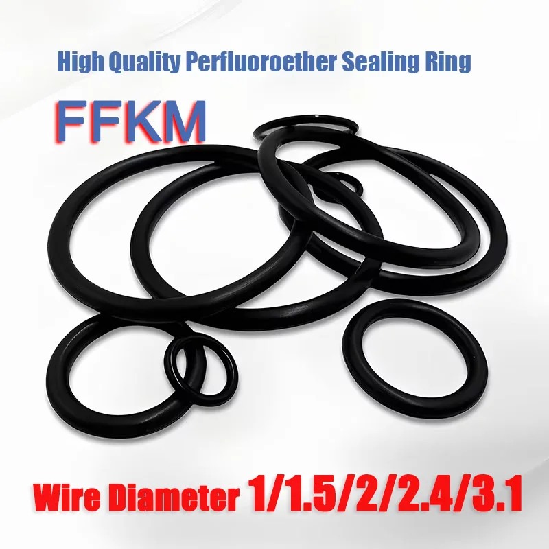 FFKM Perfluoroelastomer O-Rings Dia 1/1.5/2/2.4/3.1mm,Chemical/Acid/Alkali Resistant Seals for Semiconductor/Chemical Processing