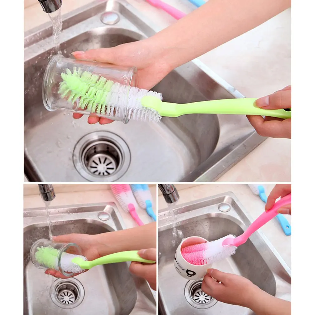 Long Handle Bottle Brush Cleaner Cup Dish Pot Bottom Scrubber Cleaning Washing Brushes Washer for Water Bottles Tea Cups Glass