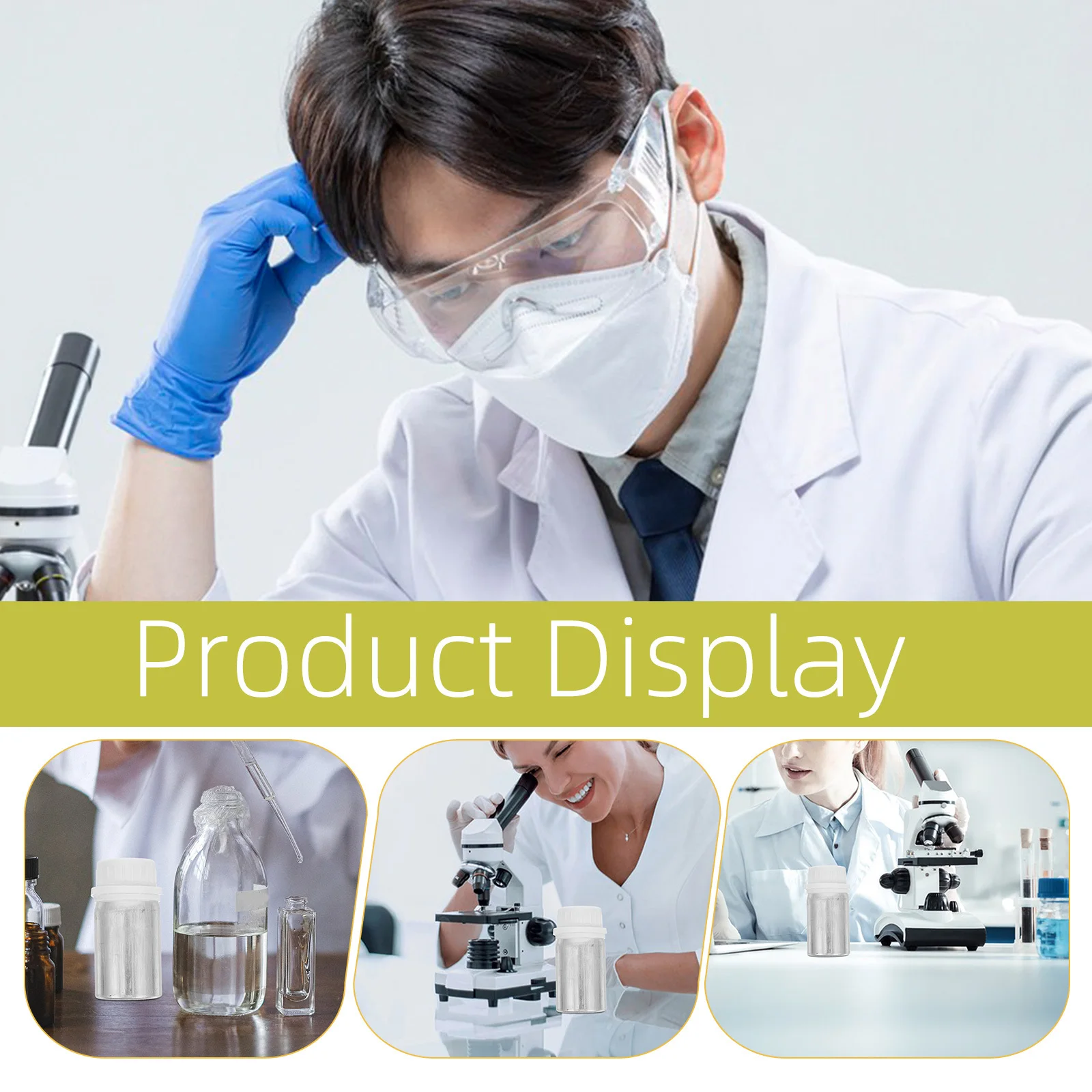 10 قطعة زجاجات عينة الألومنيوم المصقول 50 مللي غطاء برغي قوارير مضادة للسرقة مانعة للتسرب لعينة السائل الكيميائي والمعمل