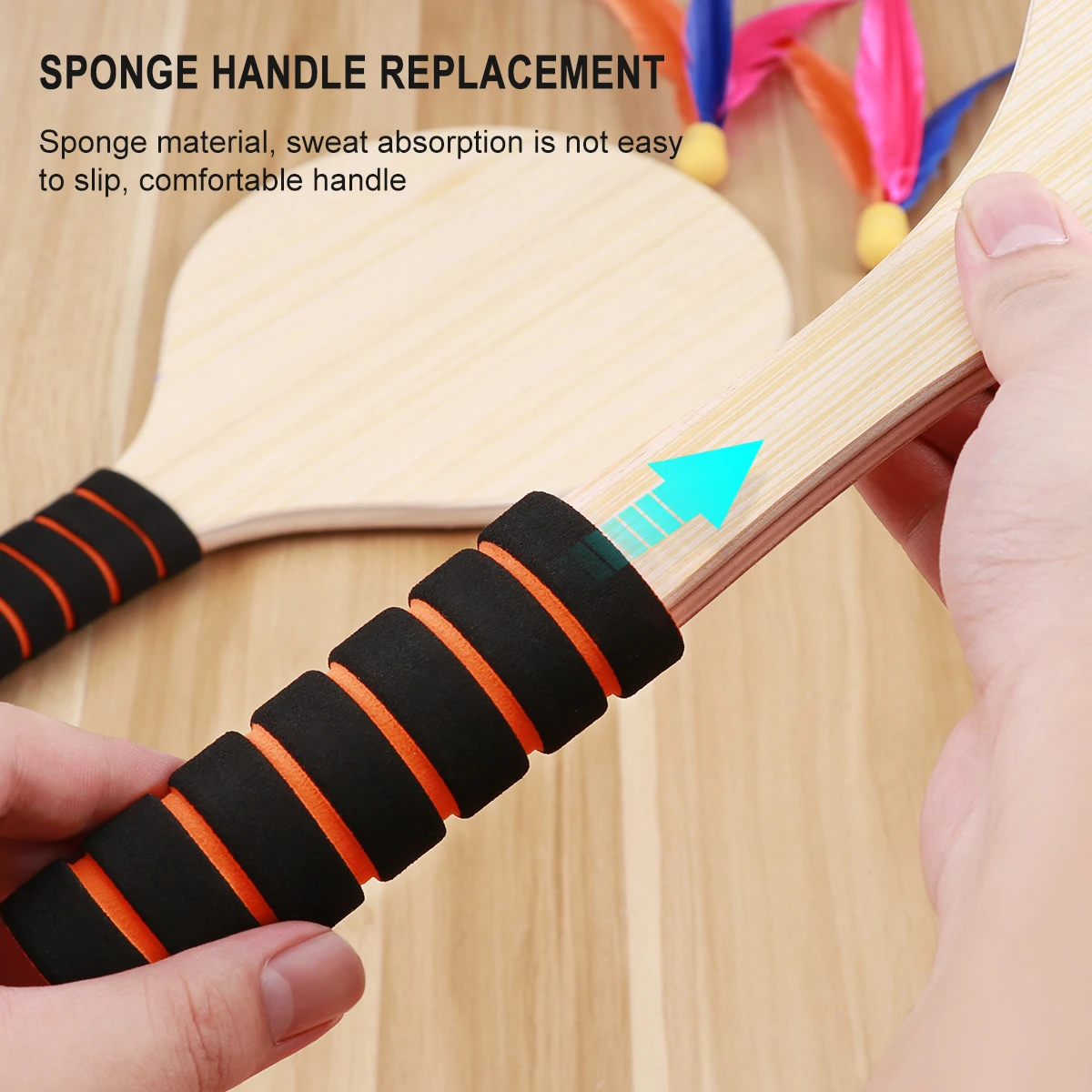 

2PCS Wooden Beach Set Premium Natural Wood Rackets Anti Handle Outdoor Game Toy for All Ages Sport Training