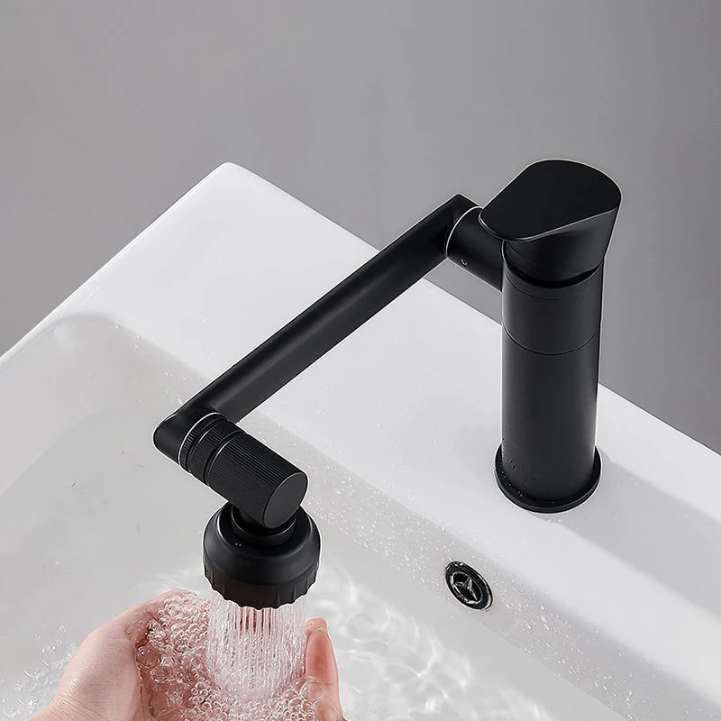 Grifo para lavabo de baño, mezclador de fregadero de un solo Mango, giratorio, ahorro de agua caliente y fría, de acero inoxidable, color negro y