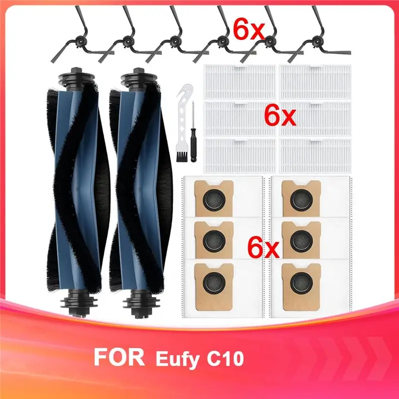 

ABUH-Replacement Parts Compatible With Eufy C10 Robot Vacuum Accessory Kit Roller Brush HEPA Filter, Side Brush