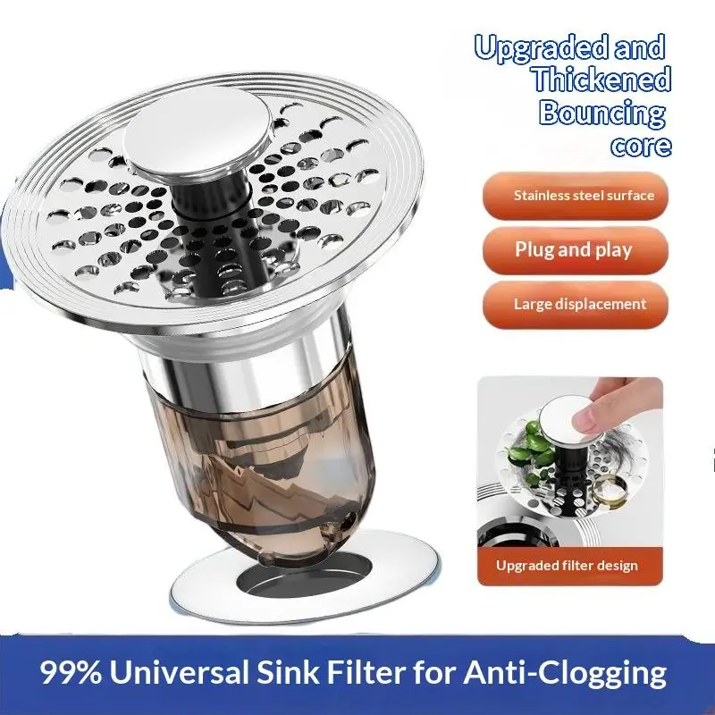 【HMA】1Pcs Anti-leak Water Stopper Anti-odor Replacement Core Press Spring‑loaded Basin Drain Stopper For Bathroom Sink Washbasin
