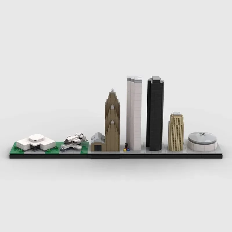 Famous City Skyline Bruges Dallas Houston Pittsburgh Kansas Architecture Building Block Brick Model DIY Figur Toy Adult Kid Gift