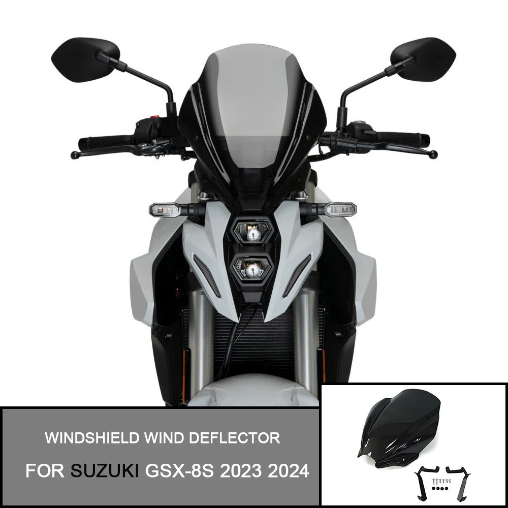 For Suzuki GSX-8S GSX8S 2023 2024 Windscreen Windshield Wind Deflector Shield Screen Visor Glass with Bracket Wind Deflector