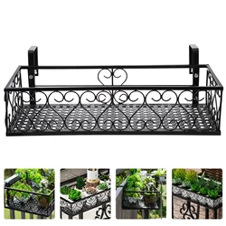 Hanging Flower Planter Pot Balcony Railing Holder Stand Metal Deck Rail Over Shelf Fence Hangers Basket Wall Baskets